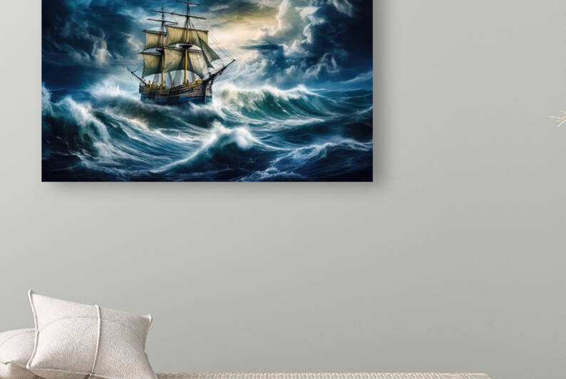 Sailing Ship on ocean in stormy weather 06 by Matthias Hauser