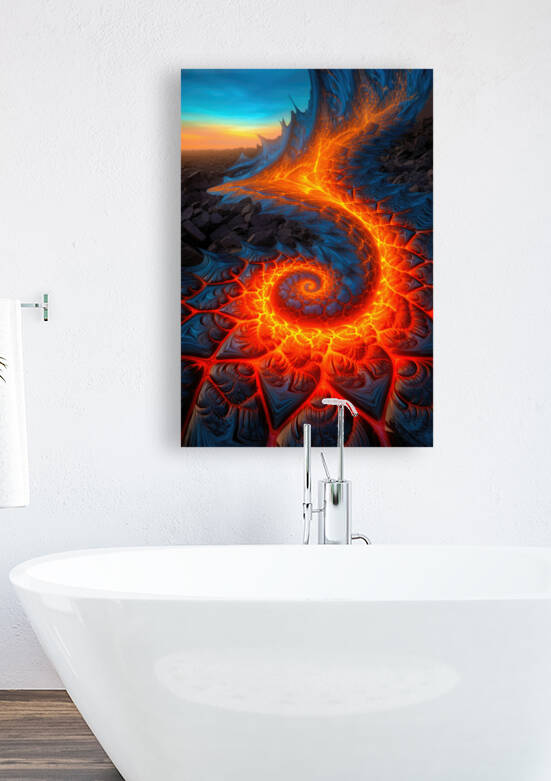 Fractal Lava Spiral Fantasy Volcano Landscape 01 by Matthias Hauser