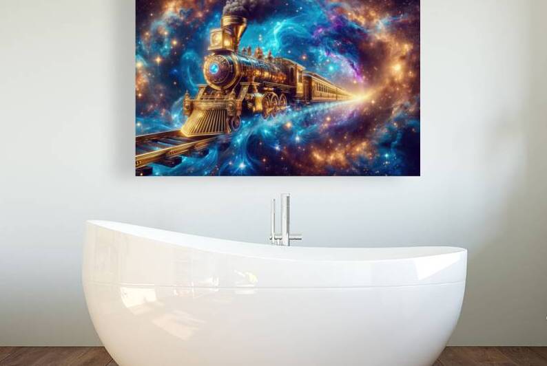 Golden Cosmic Steampunk Train 01 by Matthias Hauser
