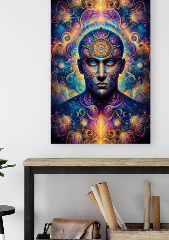 Cosmic Mandala Man 01 Purple Blue Gold by Matthias Hauser