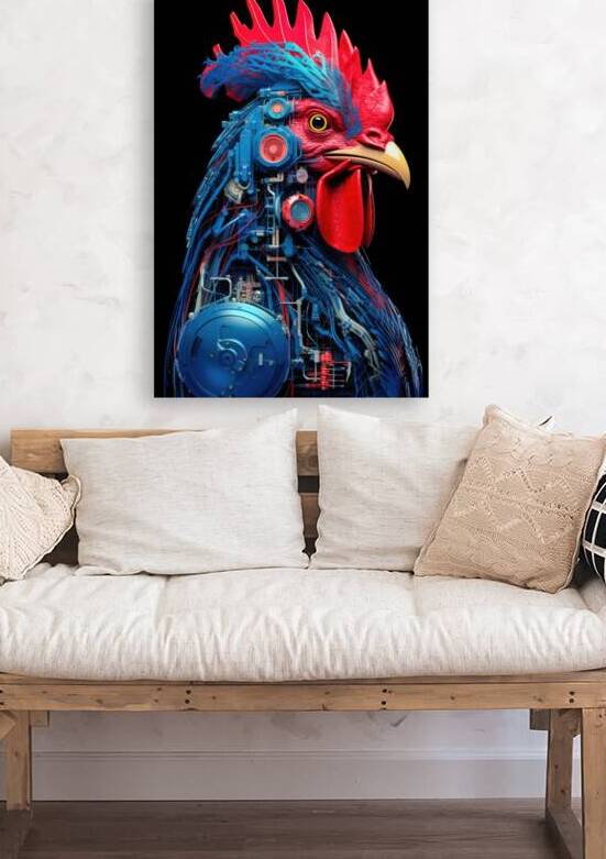Cyberpunk Chicken 02 Red and Blue by Matthias Hauser
