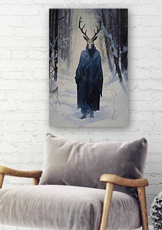 Deer as surreal walker in the forest by Matthias Hauser