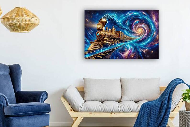 Golden Cosmic Steampunk Train 02 Spiral Galaxy by Matthias Hauser