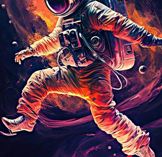 Outer Space Party 02 Astronaut Jumping by Matthias Hauser