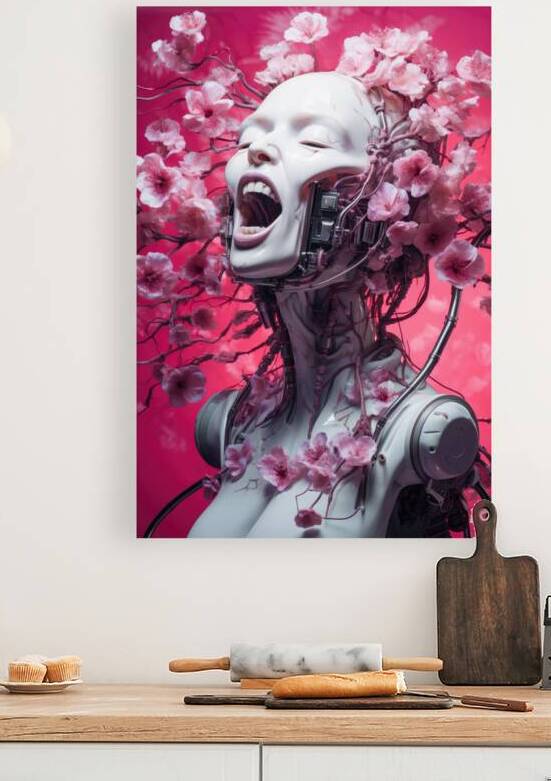 Floral Cyborg Head 13 Pink Joy by Matthias Hauser
