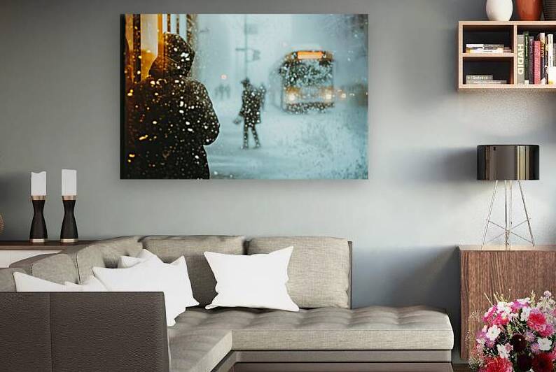 Winter Street Scene 01 Waiting for the Bus by Matthias Hauser