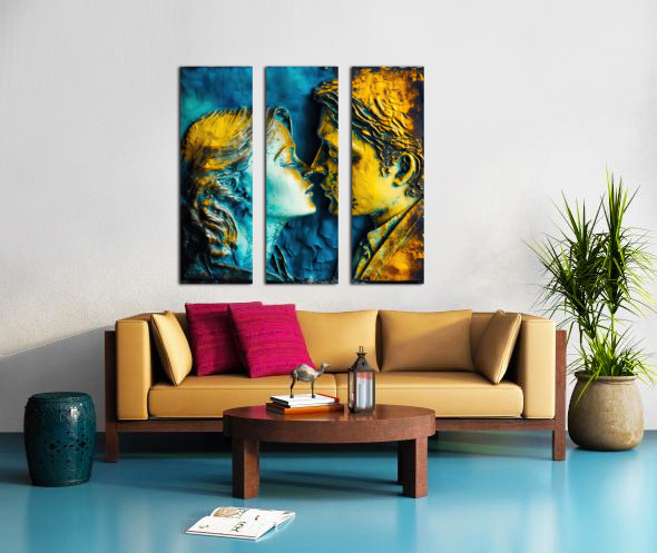 Two Lovers 02 Blue and Gold by Matthias Hauser Wall Art