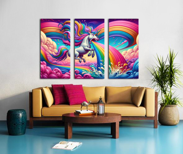 Unicorn Puking Rainbow Colors 01 by Matthias Hauser Wall Art