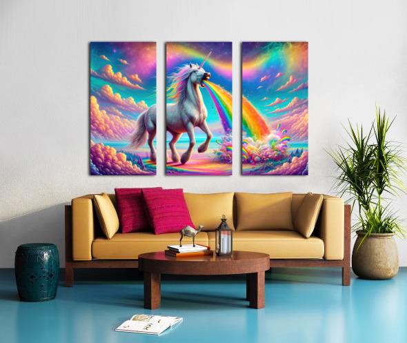 Unicorn Puking Rainbow Colors 02 by Matthias Hauser Wall Art