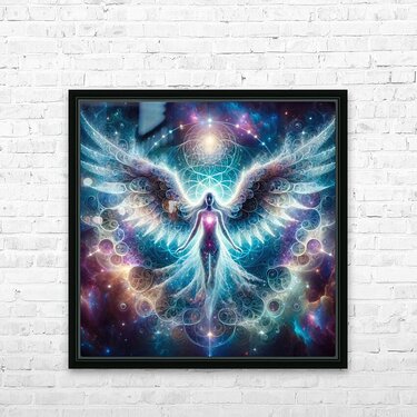 Spiritual Cosmic Fractal Angel 01 by Matthias Hauser Wall Art