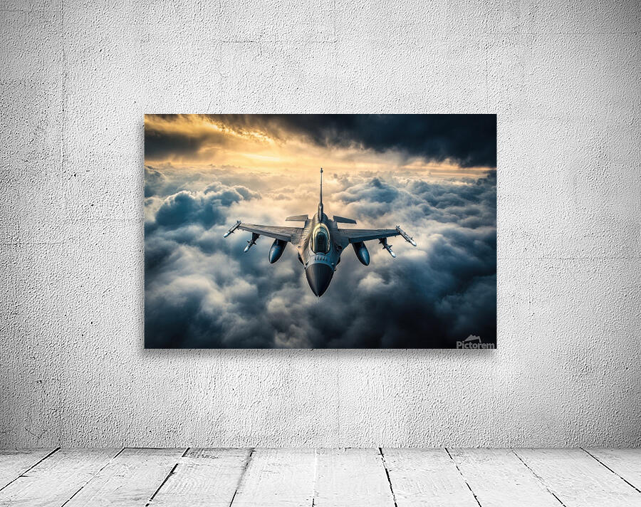 F16 Fighter Jet and Dramatic Clouds Wall Preview