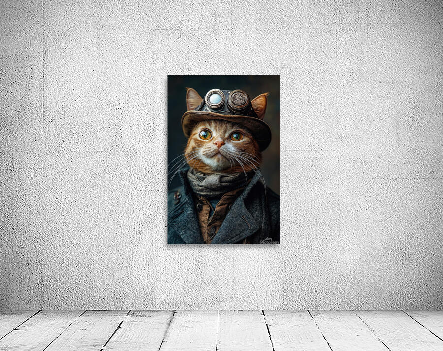 Cute Steampunk Cat Explorer Wall Preview