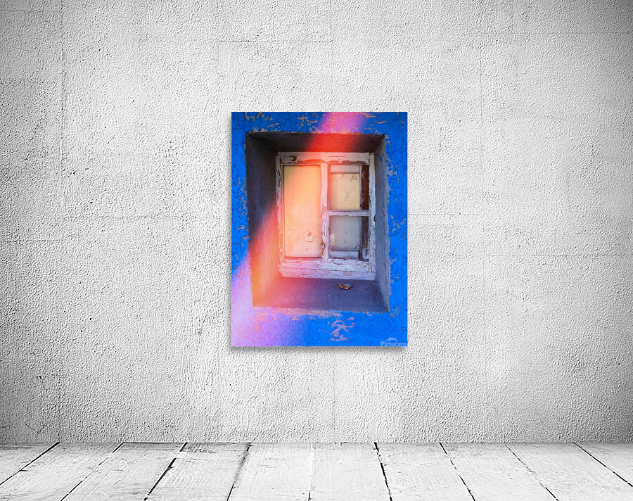 Rustic Window with Light Leak - Blue Wall Wall Preview