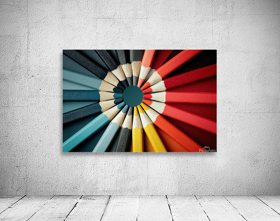 Vibrant Colored Pencils in Circular Pattern Wall Preview