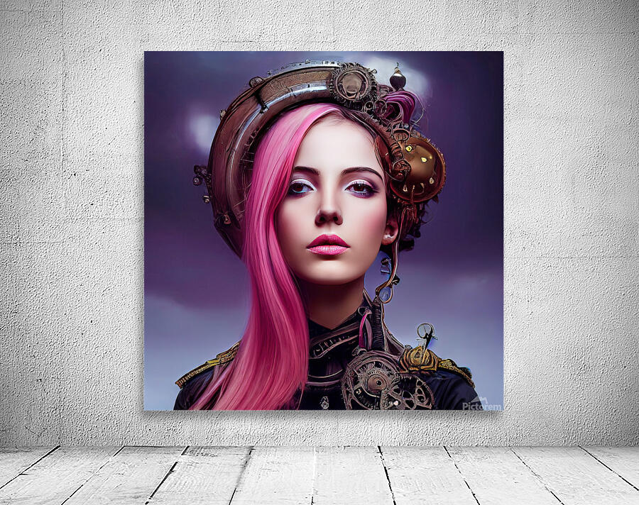 Steampunk Woman Portrait 04 by Matthias Hauser Wall Art