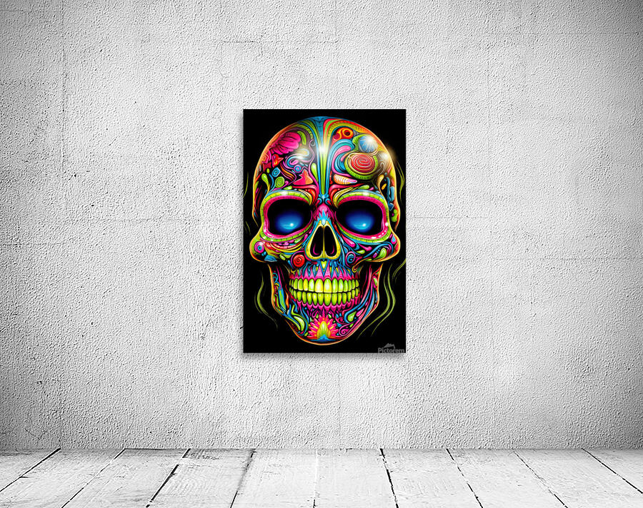 Neon Skull 01 Psychedelic Colors by Matthias Hauser Wall Art