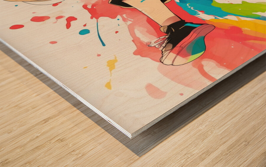 Joyful jump 01 Wood print