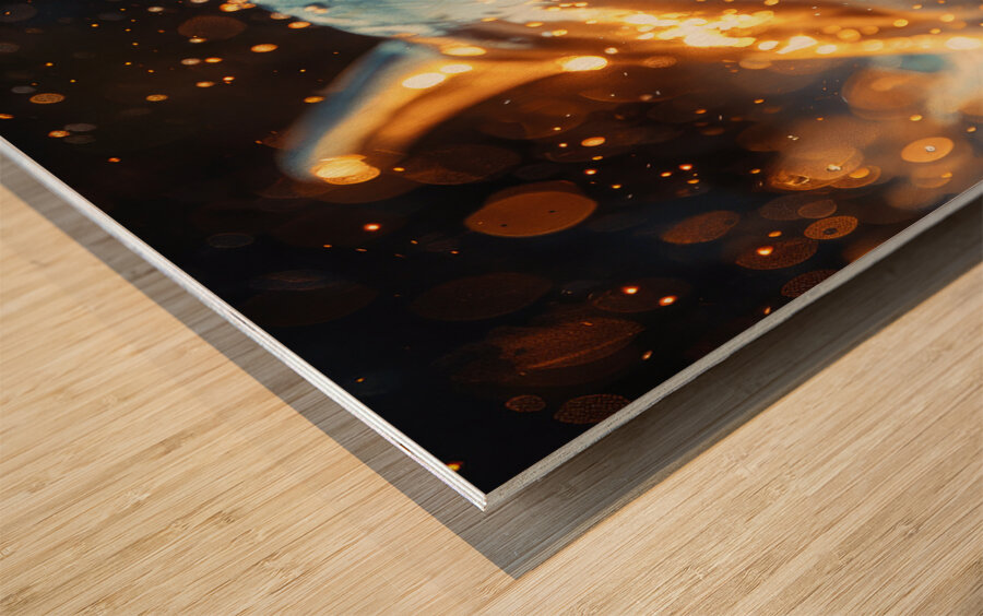 Dolphin 01 Warm Light Wood print