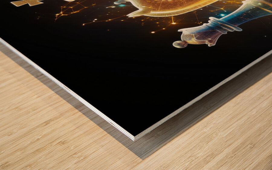 Cyber Chess Game Wood print