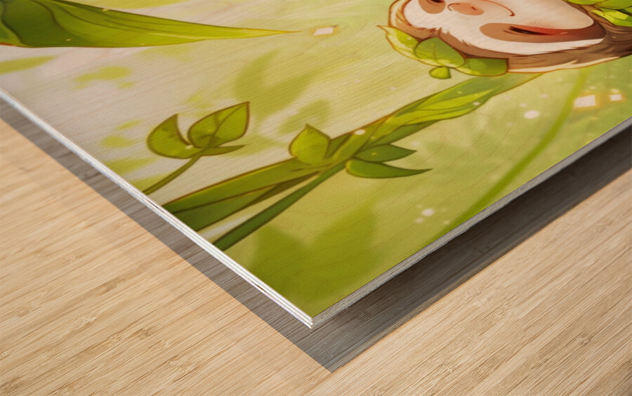 Tea Time with a Sloth Wood print