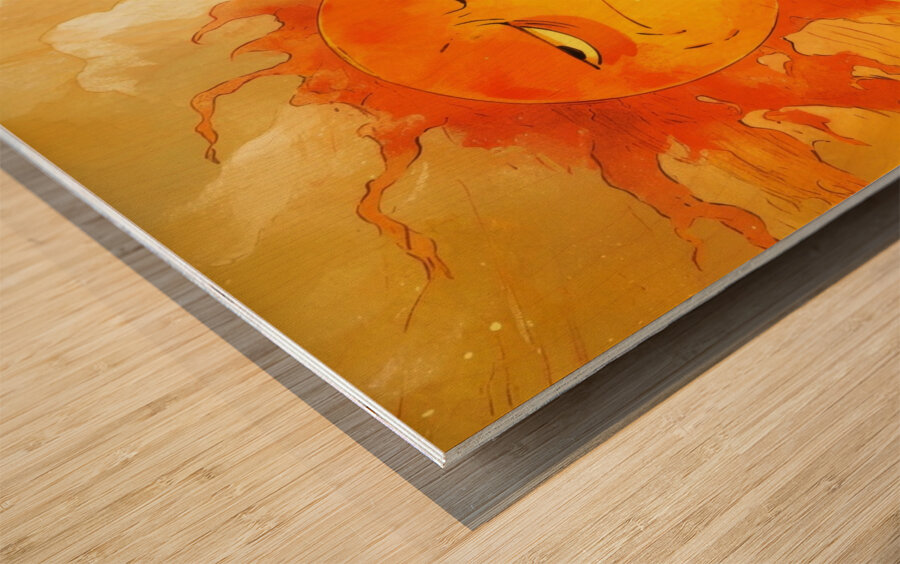 Two Grumpy Suns Wood print