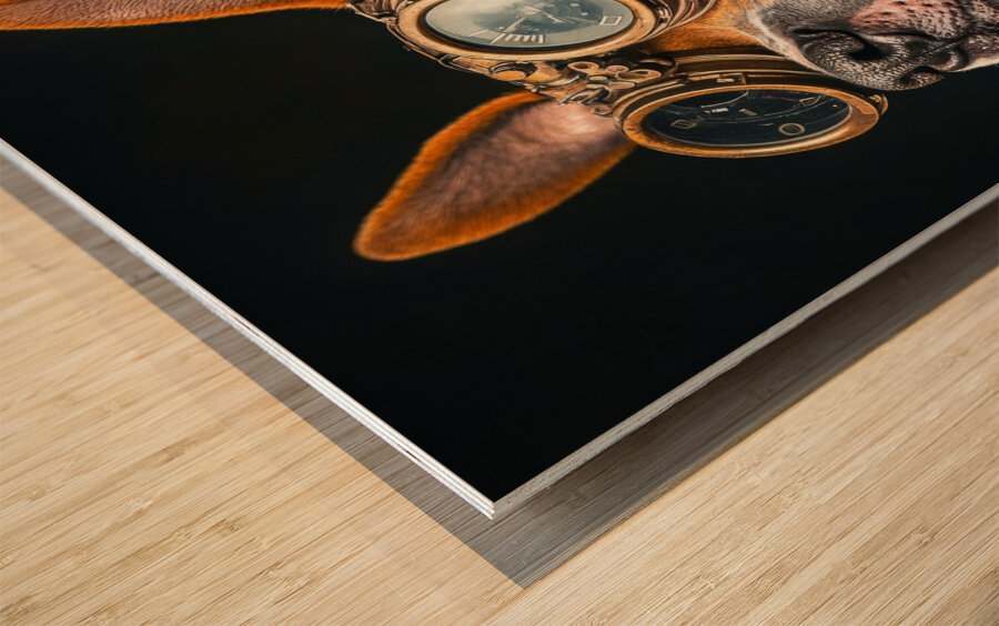 Steampunk Animal - A Cool Biker Dog Wood print