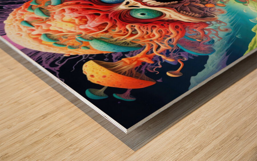 Crazy Psychedelic Mushroom 01 Wood print