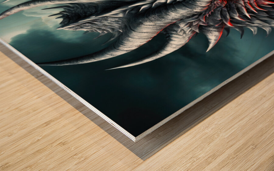 Dark Dragon Portrait 01 Wood print