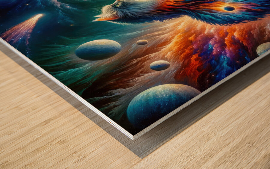 Cosmic Space Cat 01 Wood print