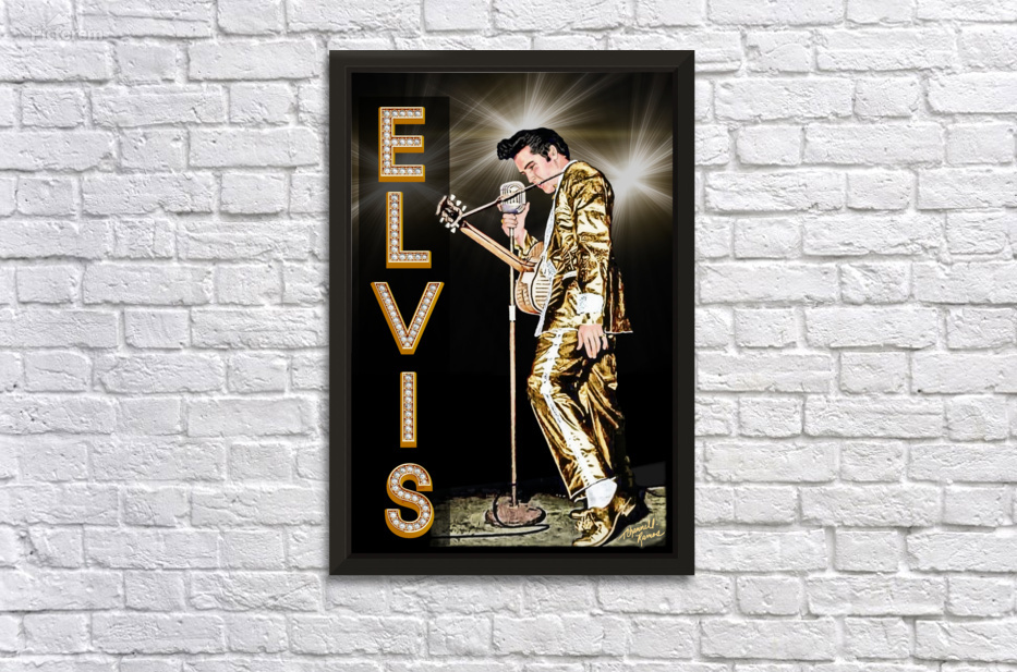 ELVIS Presley in Gold Lame Suit Portrait by T Channell Ramos Wall Art