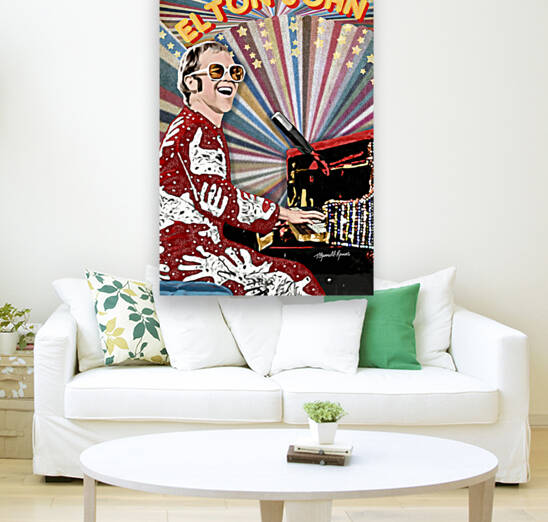Elton John Hand-painted Portrait Print by T Channell Ramos