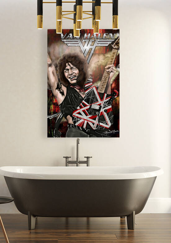 Eddie Van Halen Hand-painted Portrait print by T Channell Ramos