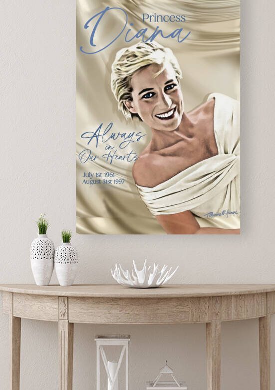 Princess Diana Tribute Portrait Print by T Channell Ramos