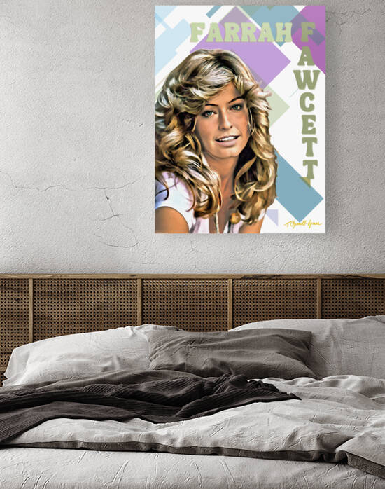 Farrah Fawcett Portrait Print by T Channell Ramos