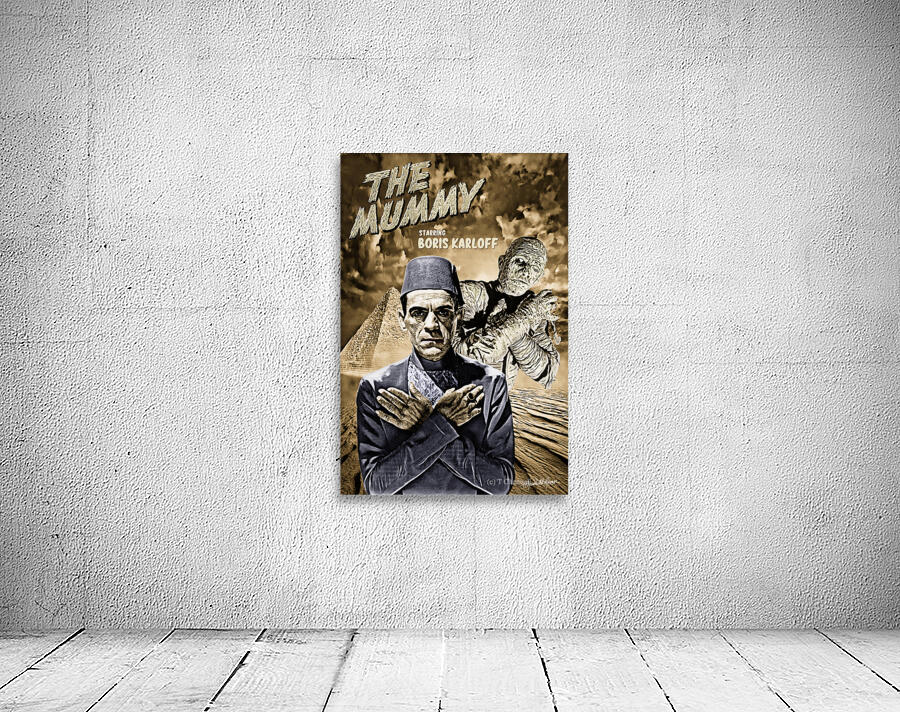 The Mummy Movie Boris Karloff Portrait Print by T Channell Ramos Wall Art