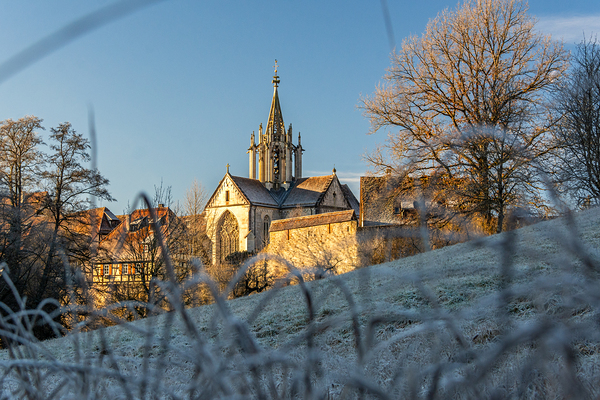 Historic medieval monastery of Bebenhausen in gorgeous winter landscape at sunrise  Digital Download