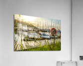 Sunset over pier and marina in Langballigau at the Baltic Sea in Northern Germany Acrylic Print