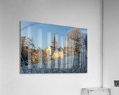 Historic medieval monastery of Bebenhausen in gorgeous winter landscape at sunrise  Acrylic Print