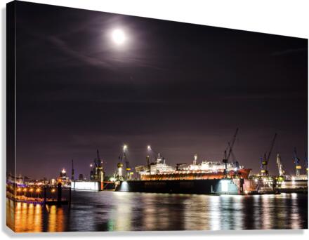 Container Ship at Night Canvas Print