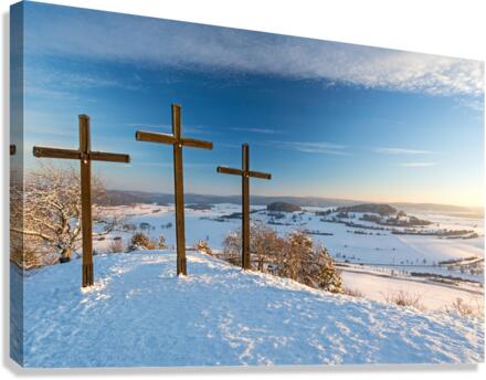 Summit Crosses in Winter Canvas Print