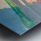 Fighter jets performing airshow with colorful exhaust streams in scenic clouds Impression metal