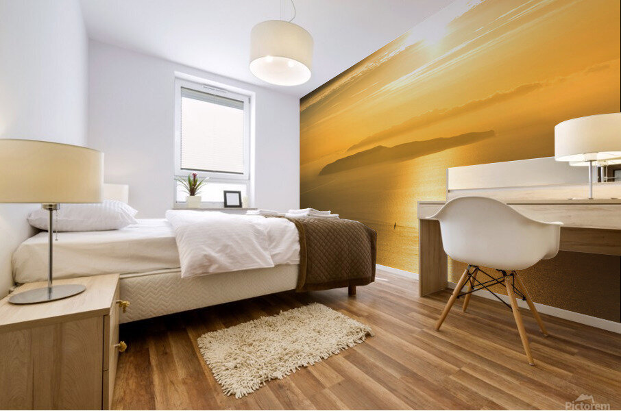 Golden sunset over the island of Levanzo Sicily Italy Mural print
