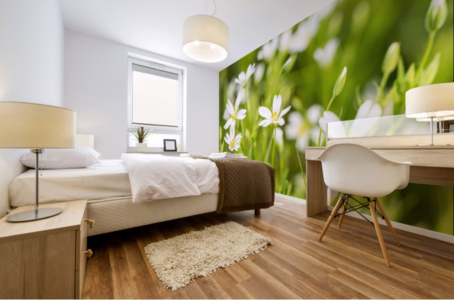 White Flowers Mural print
