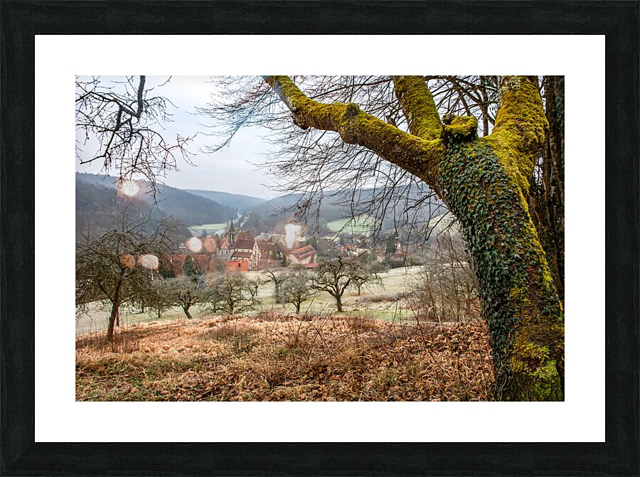 Landscape around the ancient monastery of Bebenhausen in winter Picture Frame print