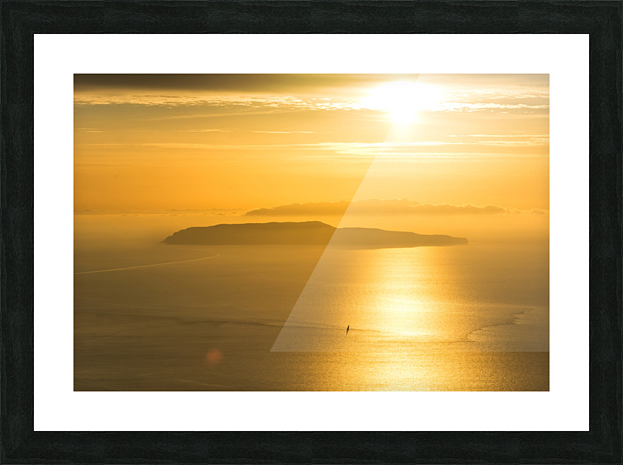 Golden sunset over the island of Levanzo Sicily Italy Picture Frame print