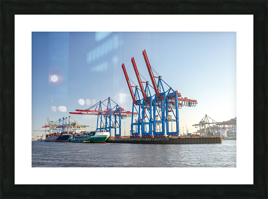 Harbor Cranes in Hamburg Picture Frame print
