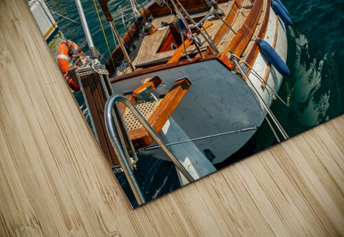 Luxurious sailing yacht in the harbour of Mali on the island of Losinj in the Adriatic Sea Croatia caladoart puzzle