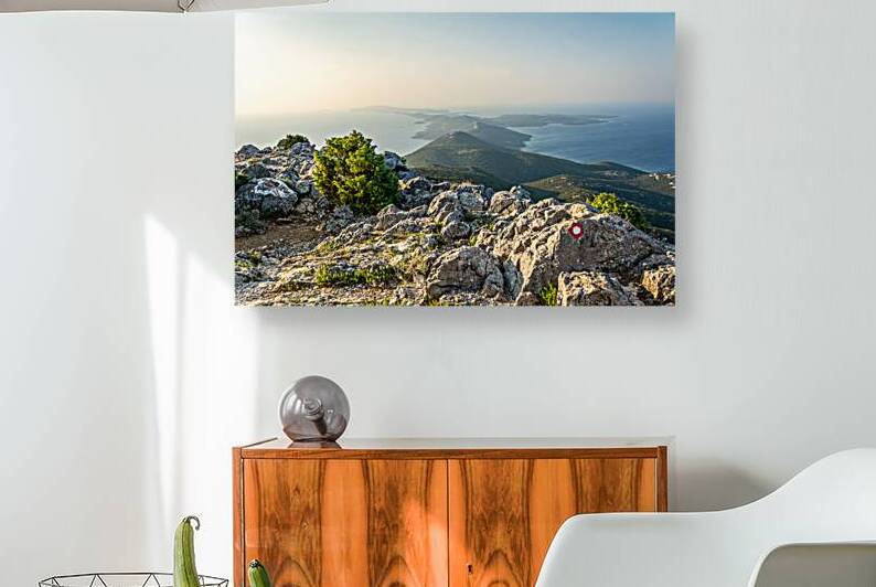 Beautiful view of the archipelago from the Osorcica Televrina mountain on the island of Losinj Croatia during the sunrise  by caladoart