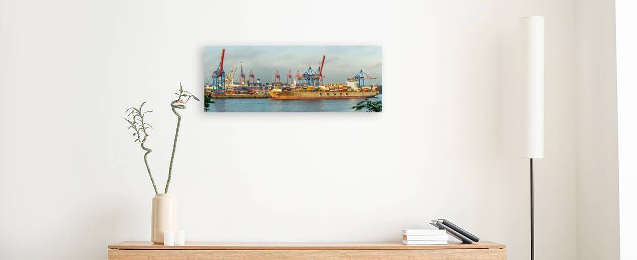 High resolution panorama of the Burchardkai container terminal in Hamburg Germany by caladoart