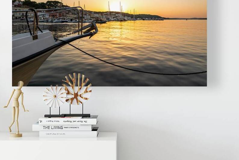 Beautiful sunset in the harbour of Mali on the island of Losinj in the Adriatic Sea Croatia by caladoart